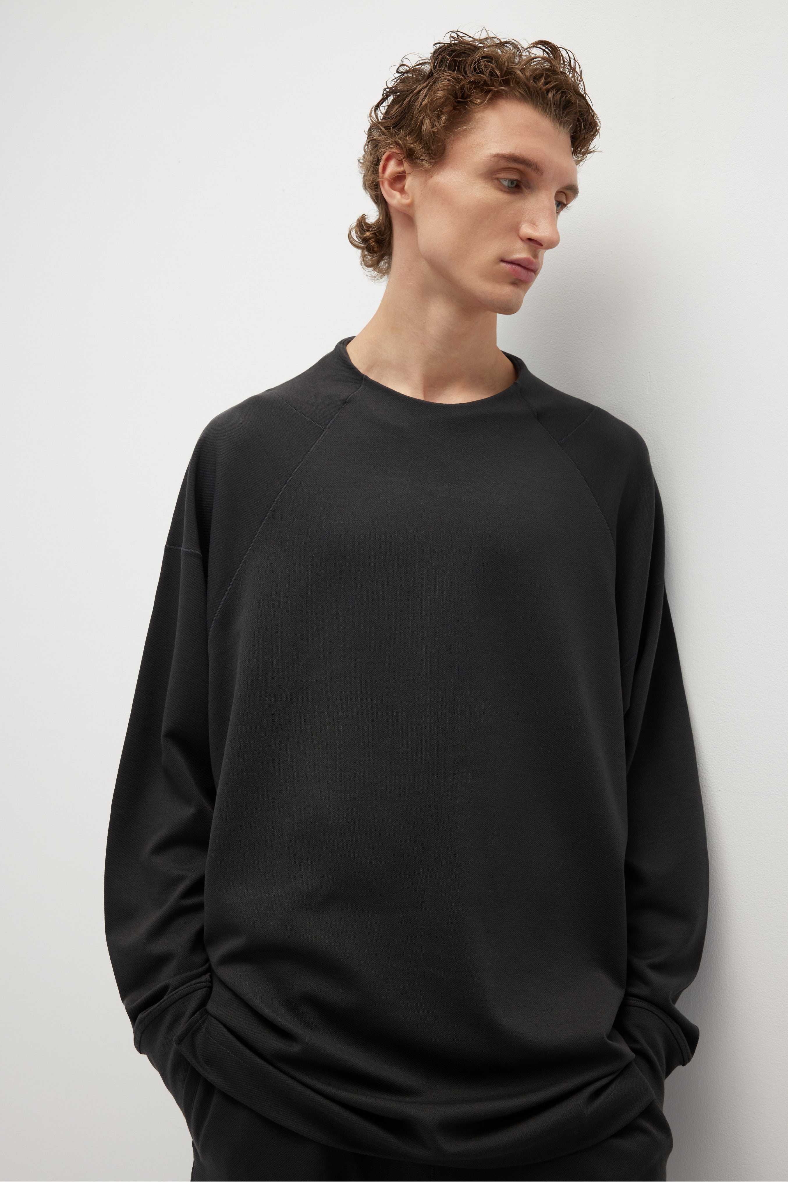 Tencel Wool Mock-neck Oversized Sweatshirt