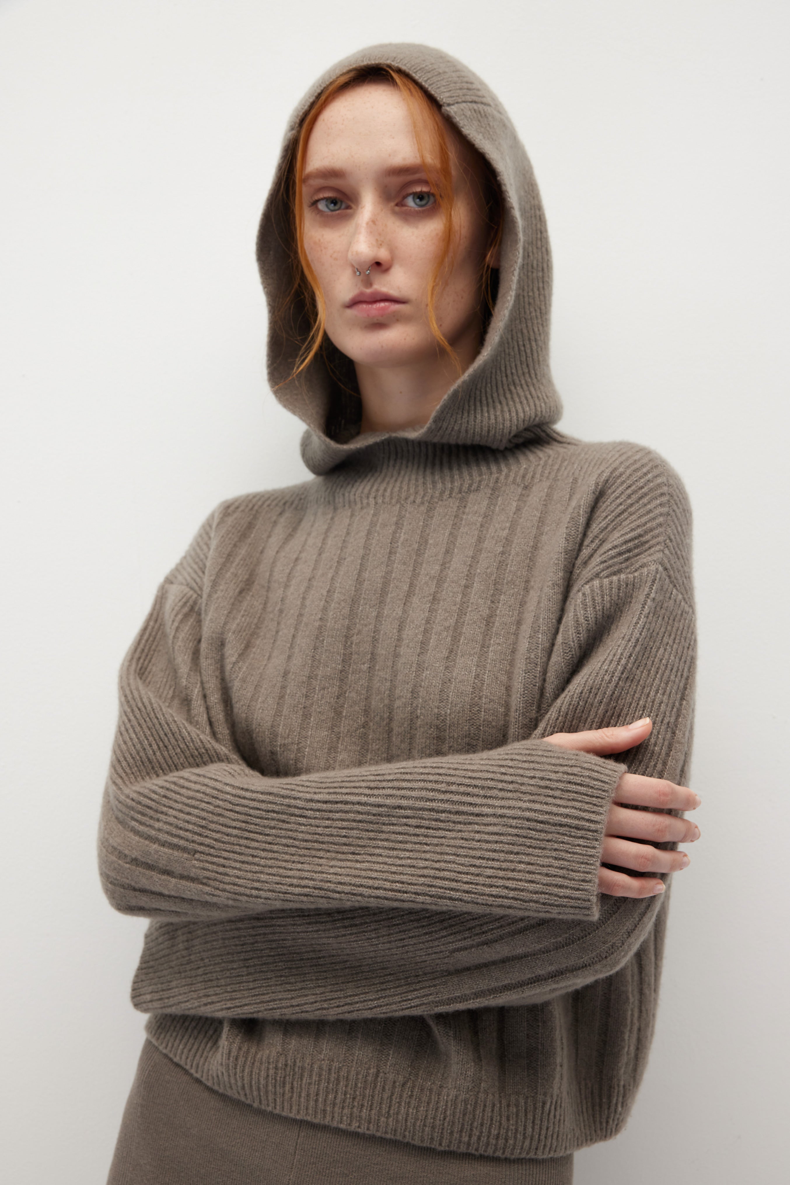 Knitted Hooded Sweater