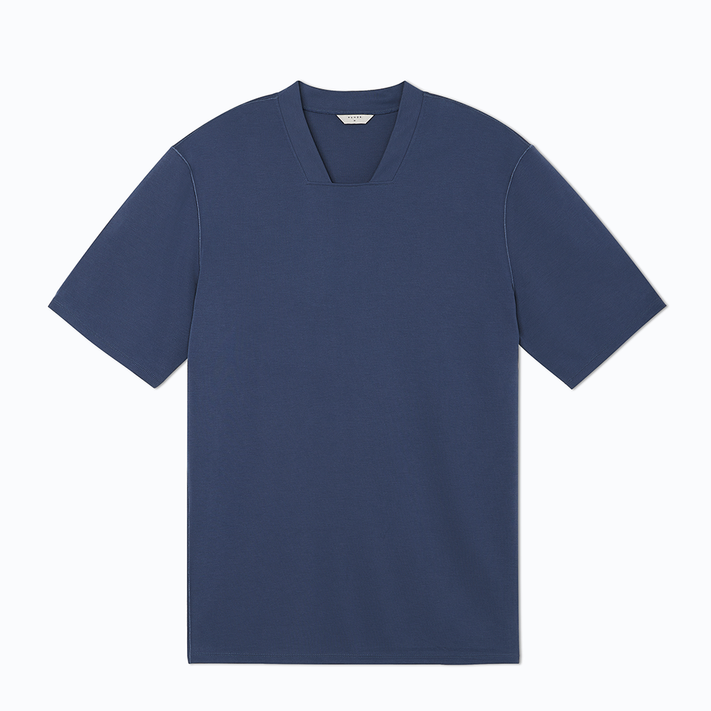 Suede Modal Square-Collar T-Shirt