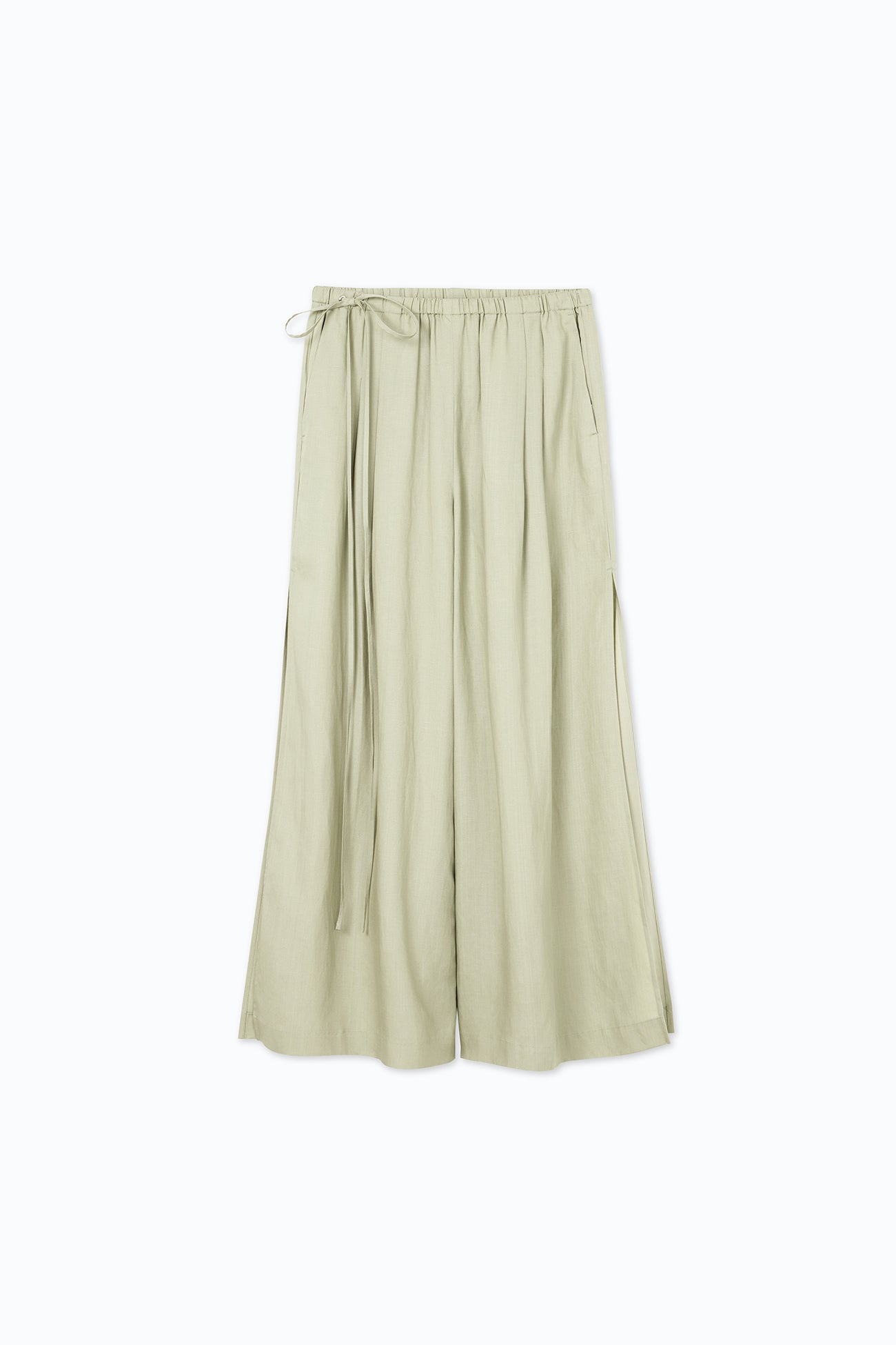 Tencel™ Linen Slit Wide-leg Pants