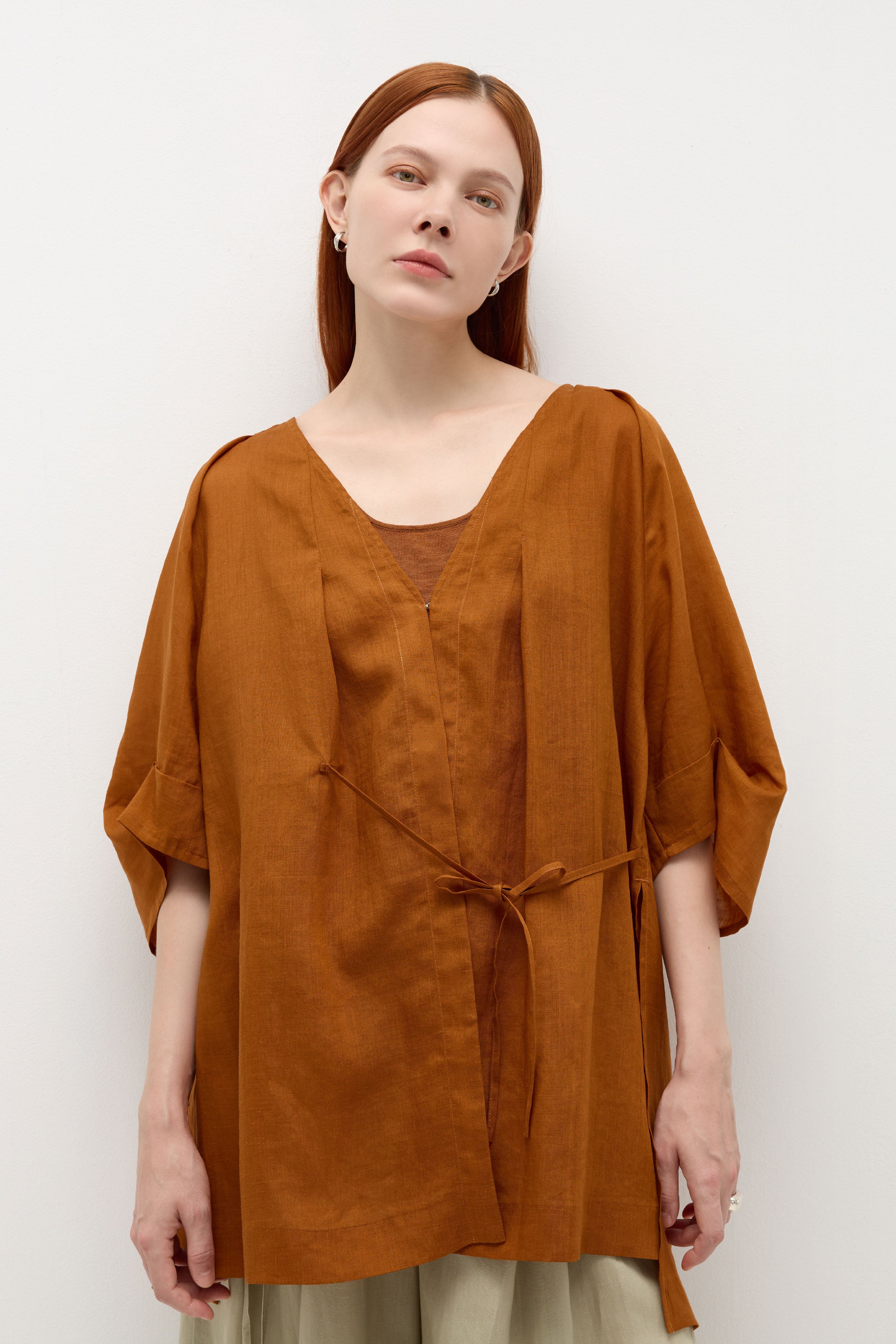 Tencel™ Ramie Pleated Cover-up Shirt