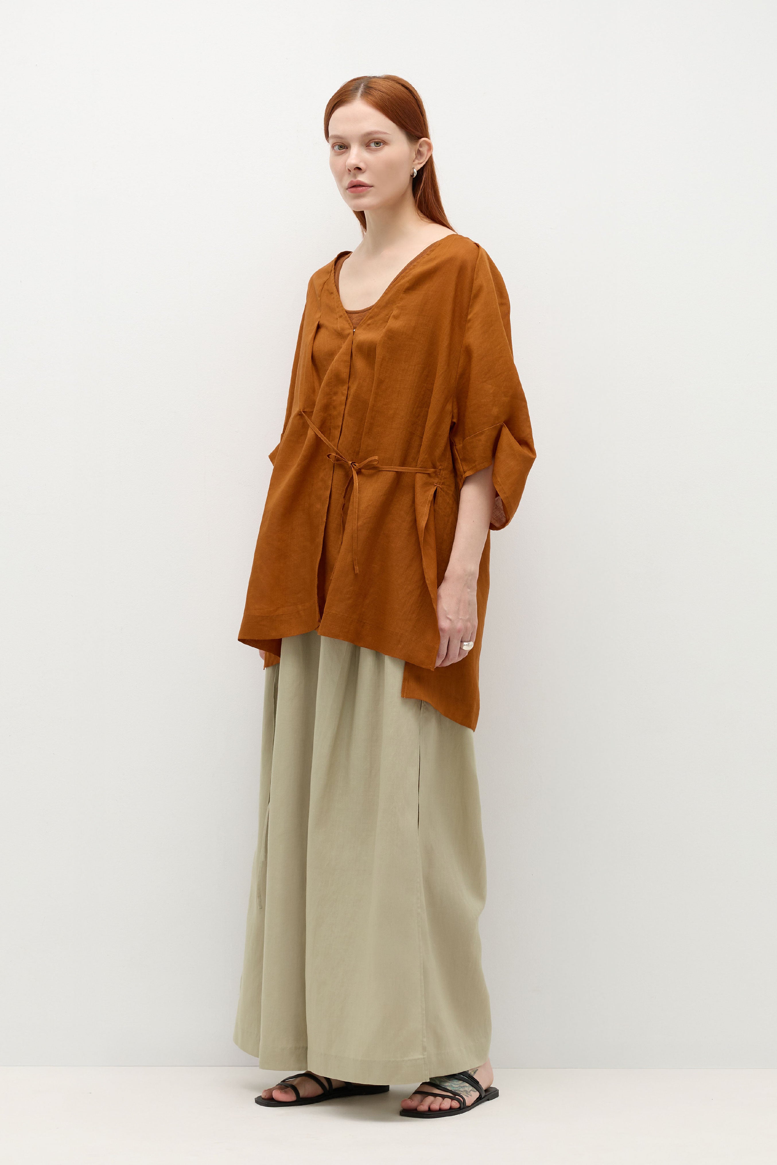 Tencel™ Ramie Pleated Cover-up Shirt