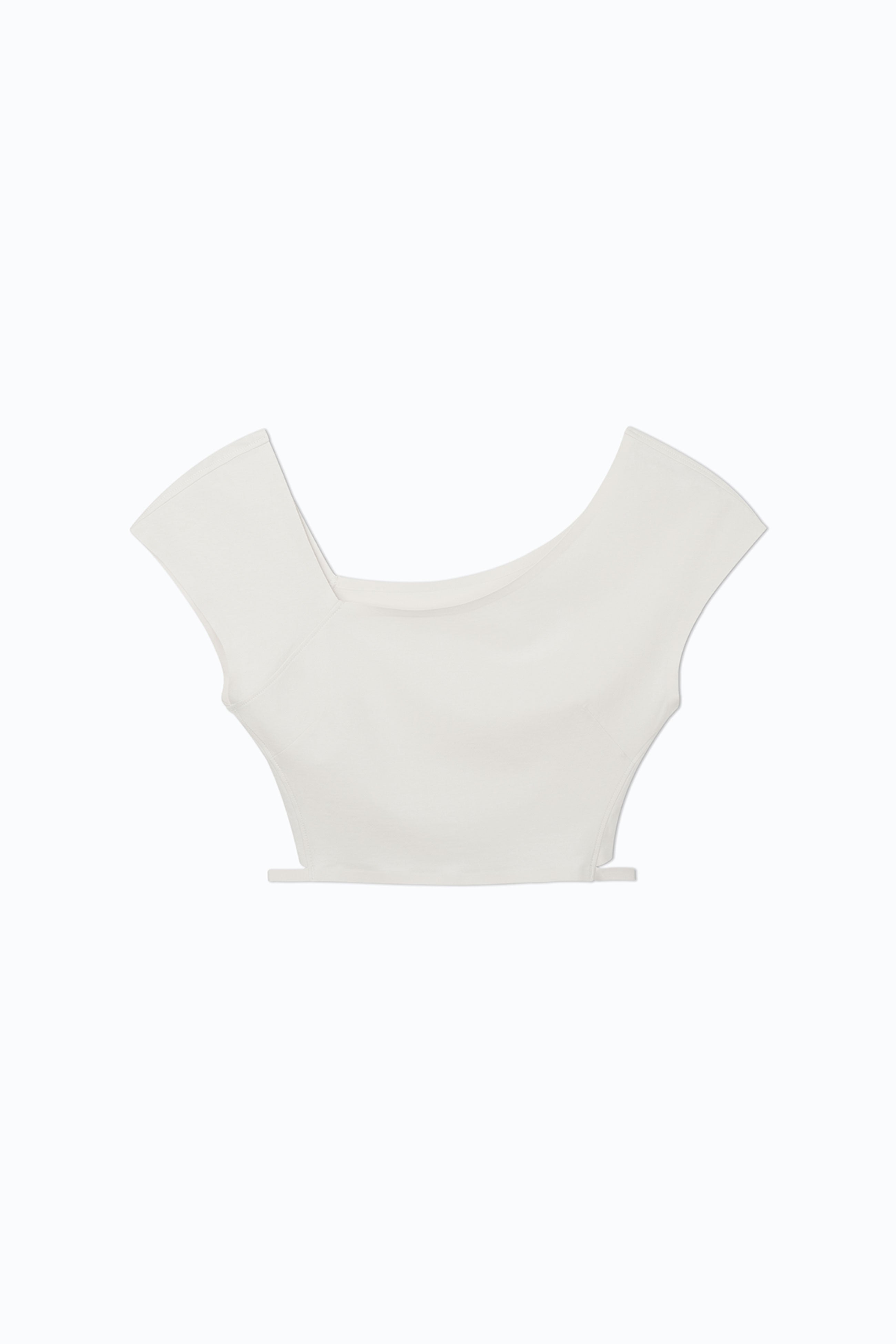 Flossy Slant Neck Off-Shoulder Crop Top